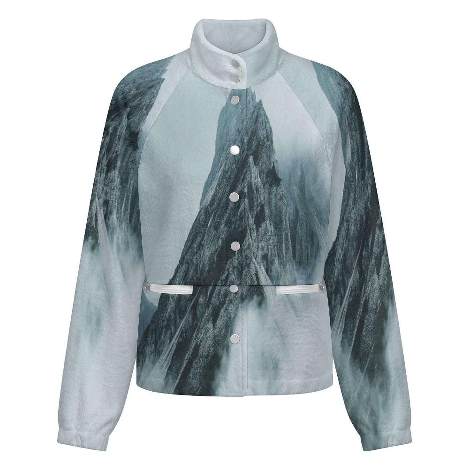 OFFSUM Veste Polaire Pour Femme - Paysage De Montagne Veste Décontractée À Poches, Cardigan Chaud D'Automne Et D'Hiver Pour Les Activités De Plein Air, Haut Doux Et Confortable