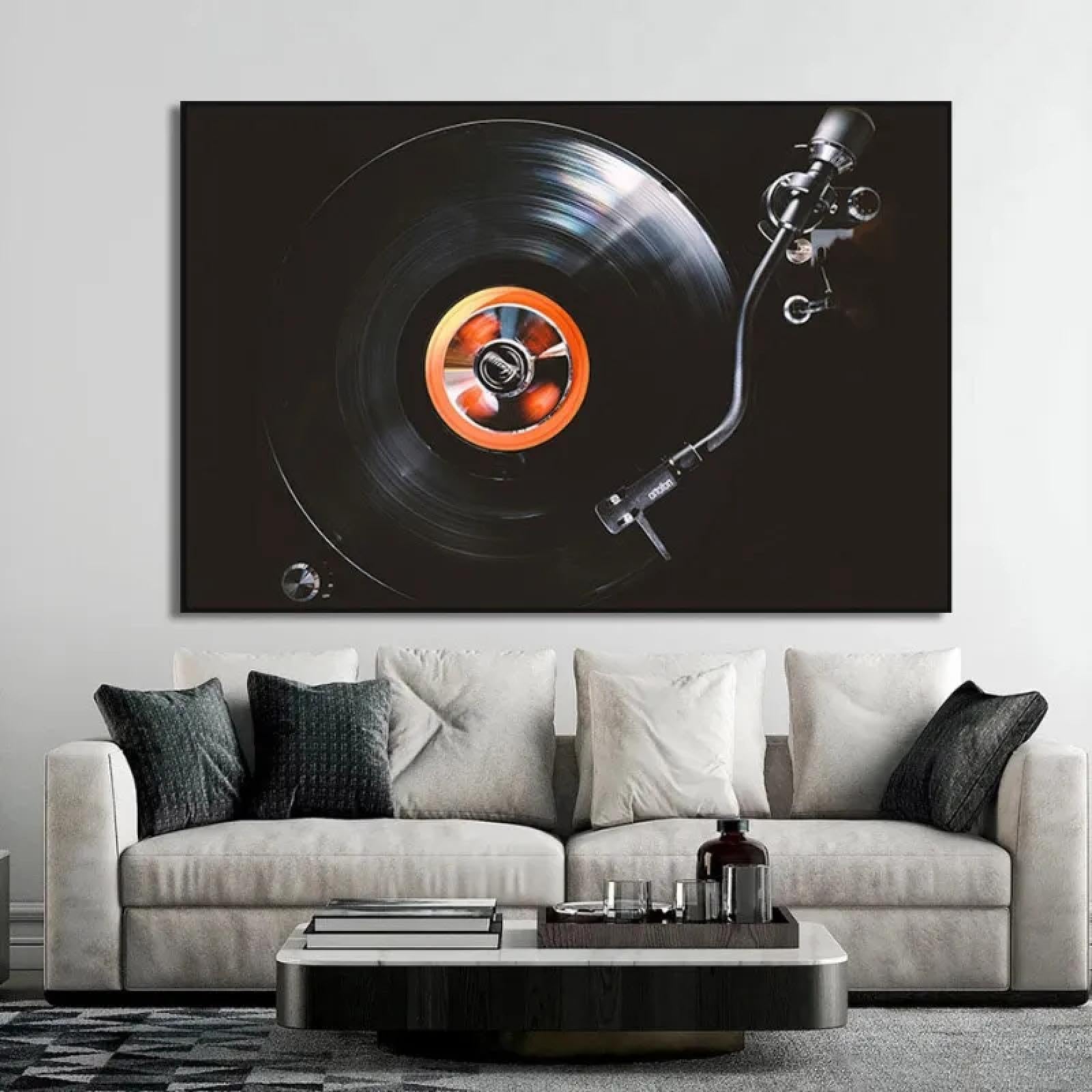 GELYX Vintage płyta winylowa, obraz na płótnie, graffiti, album, kolekcja, sztuka ścienna, plakaty i wydruki, muzyka, obrazy, dekoracja domu, 50 x 70 cm x 4, bez ramy