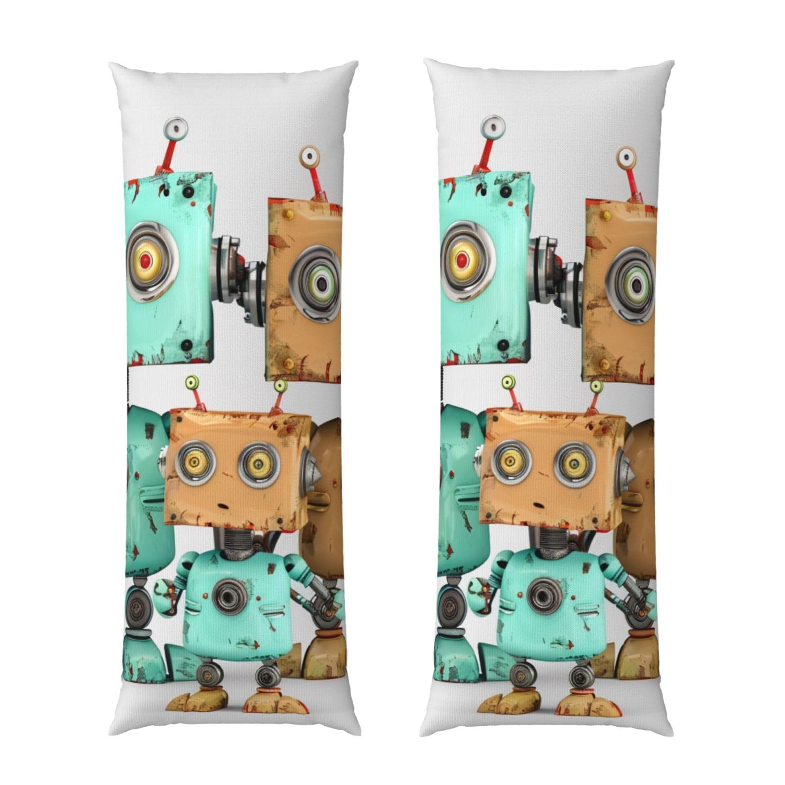 Body Pillow Cover 20x54 Inch, Cute Cartoon Robots Print Long Lumbar Pillow Case with Zipper Long Body Pillowcase Decorative for Bed Sofa Bedroom