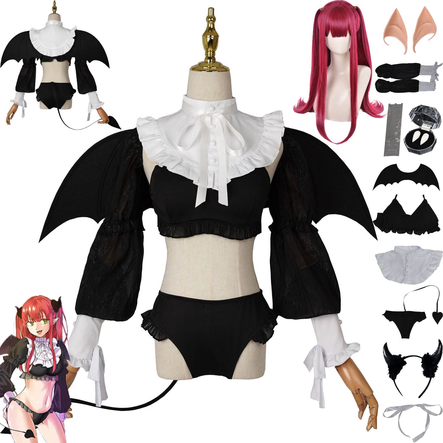 Anime My Dress-Up Darling Rizu-Kyun Cosplay Costume Vestito Gioco di Ruolo Uniforme Set Completo Halloween Carnevale Festa Dress Up Suit con Parrucca Collana per Donne