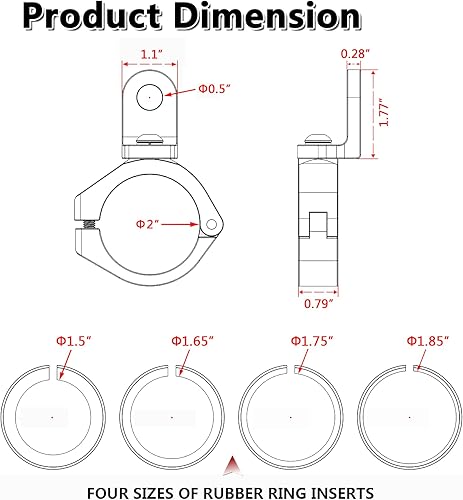 Miniatura 8 de Soporte de látigo UTV, soporte resistente para bandera de luz de látigo UTV, soporte de montaje de barra de luz ajustable de aleación de aluminio
