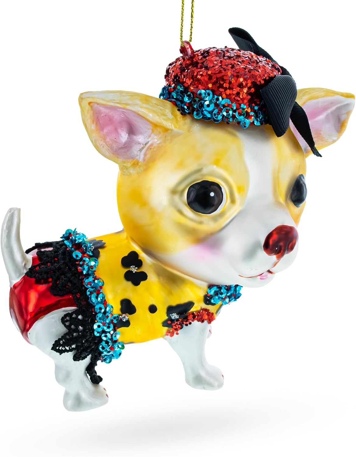 Chic Chihuahua Blown Glass Christmas Ornament - Image 2
