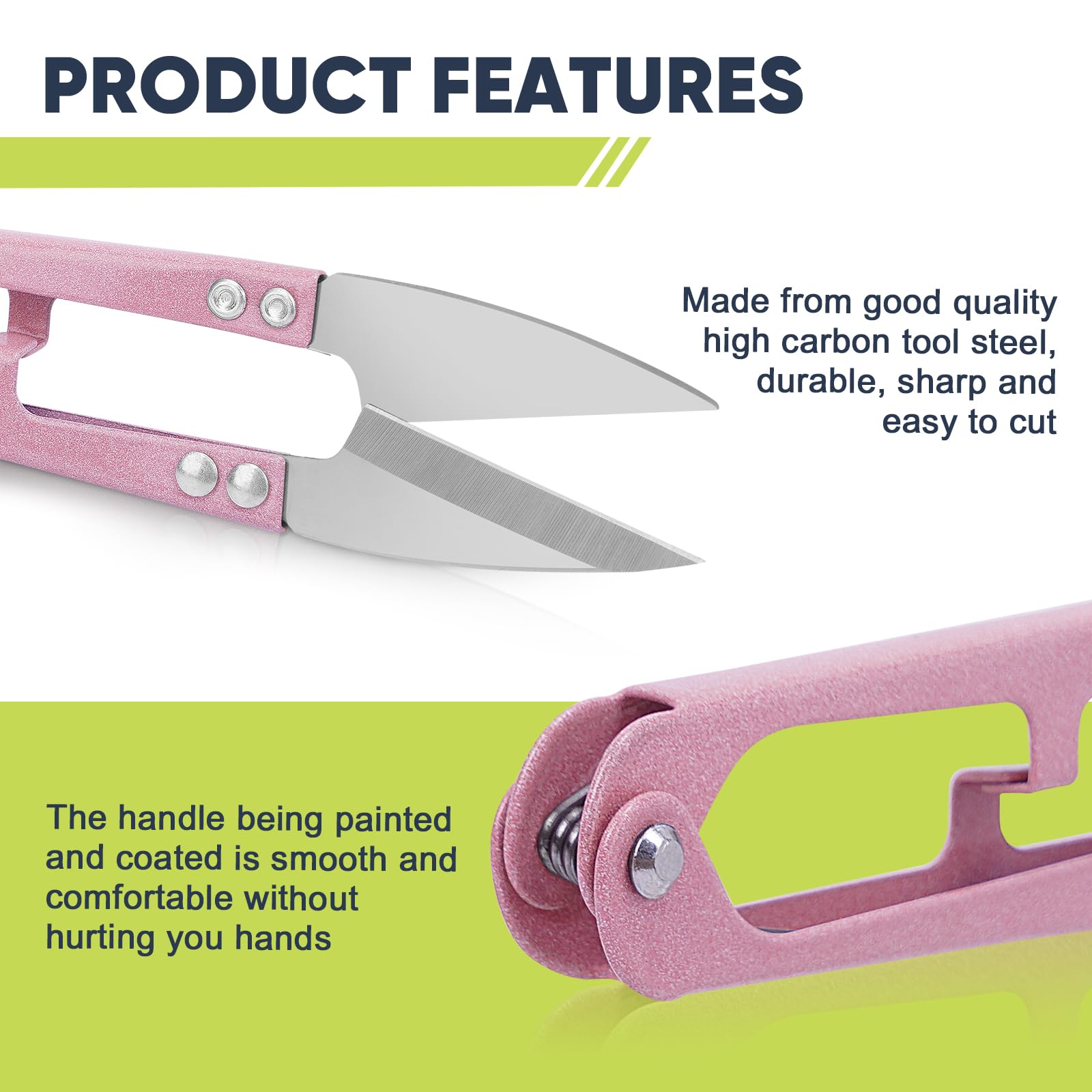 UCEC Thread Cutter and Embroidery Scissors - Sharp & Durable Cross Stitch Accessories, Sewing Snips for DIY Craft Supplies - 3 Pink - Image 3