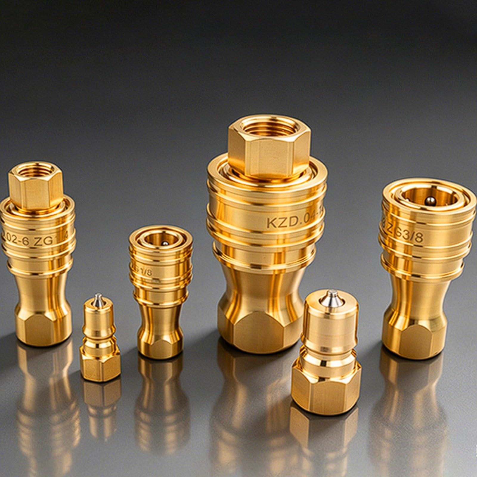 Acoplamiento hidráulico de conexión rápida latón, doble autosellante con rosca interna 1/8" a 1-1/2" ZG, alta presión/temperatura anillo PTFE(KZD-ZG 1-1/2'')
