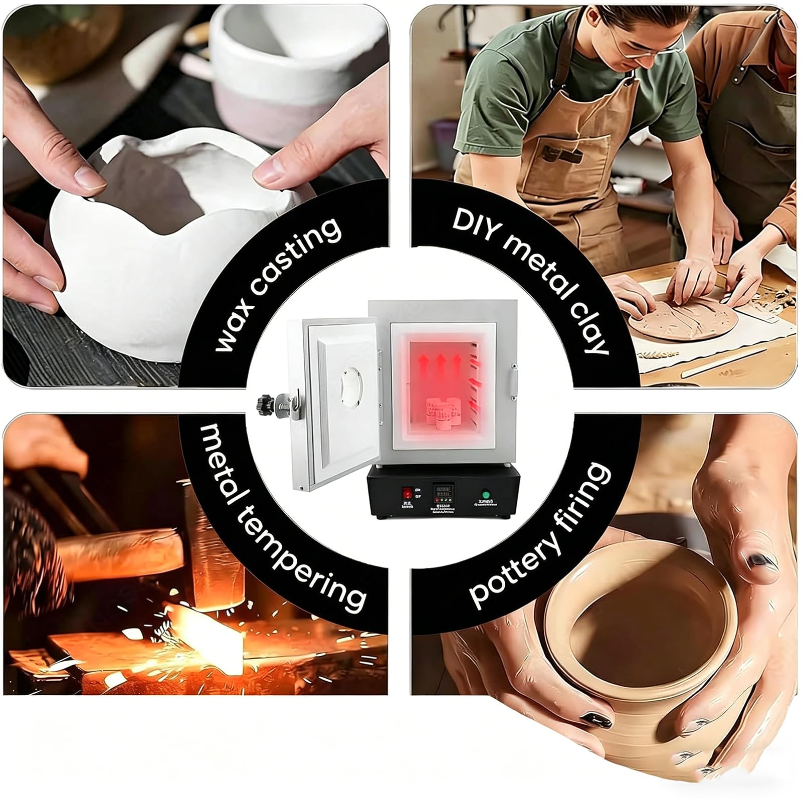 Horno Mufla Eléctrico Laboratorio Cerrado, Horno Alfarería 1750W Para Cerámica Doméstica, Horno Eléctrico Programable 1150 ℃ Con Controlador Digital Para Proyectos Bricolaje Y Cocción Yeso