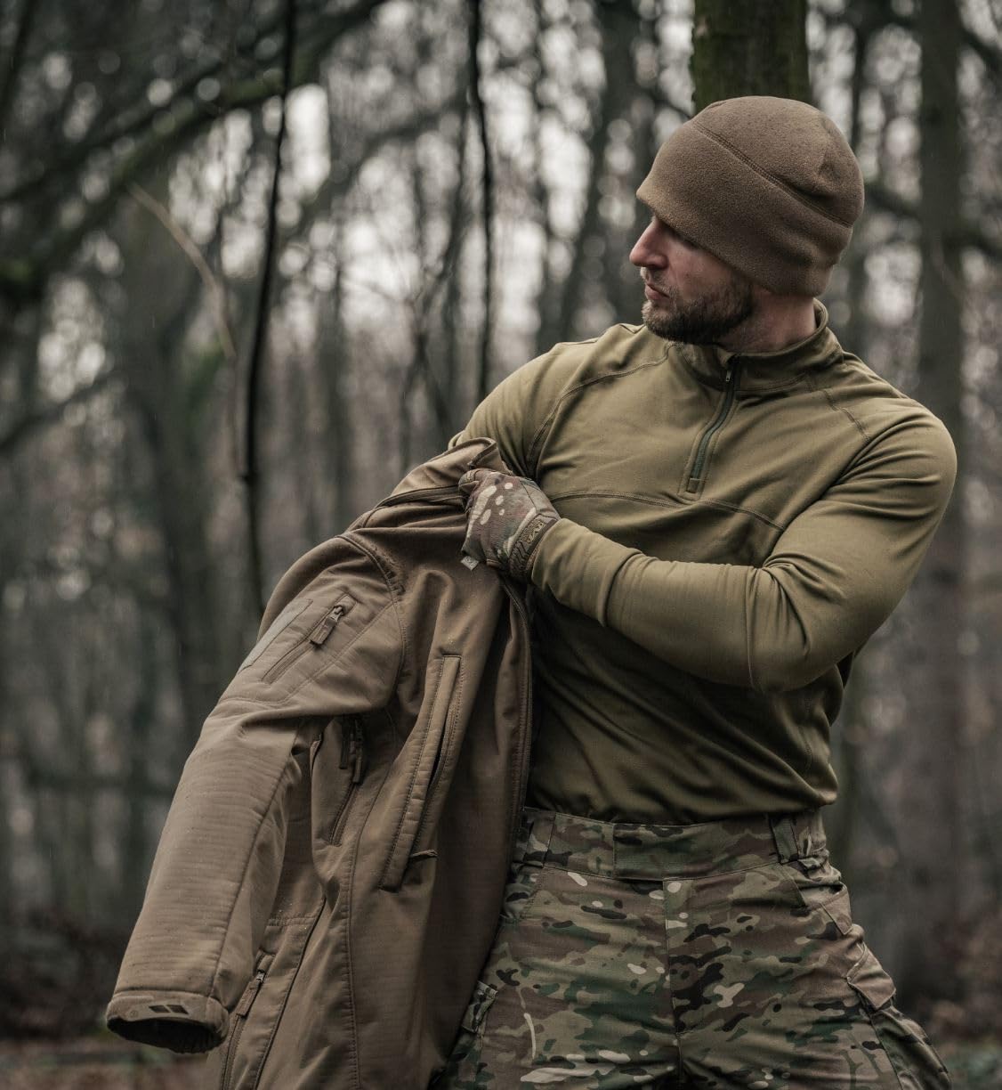 Military Wear Tactical Level 2 - Juego de ropa interior térmica para hombre con cremallera, camiseta de compresión, ropa interior térmica, ropa interior cálida, capa base, supervivencia, deporte