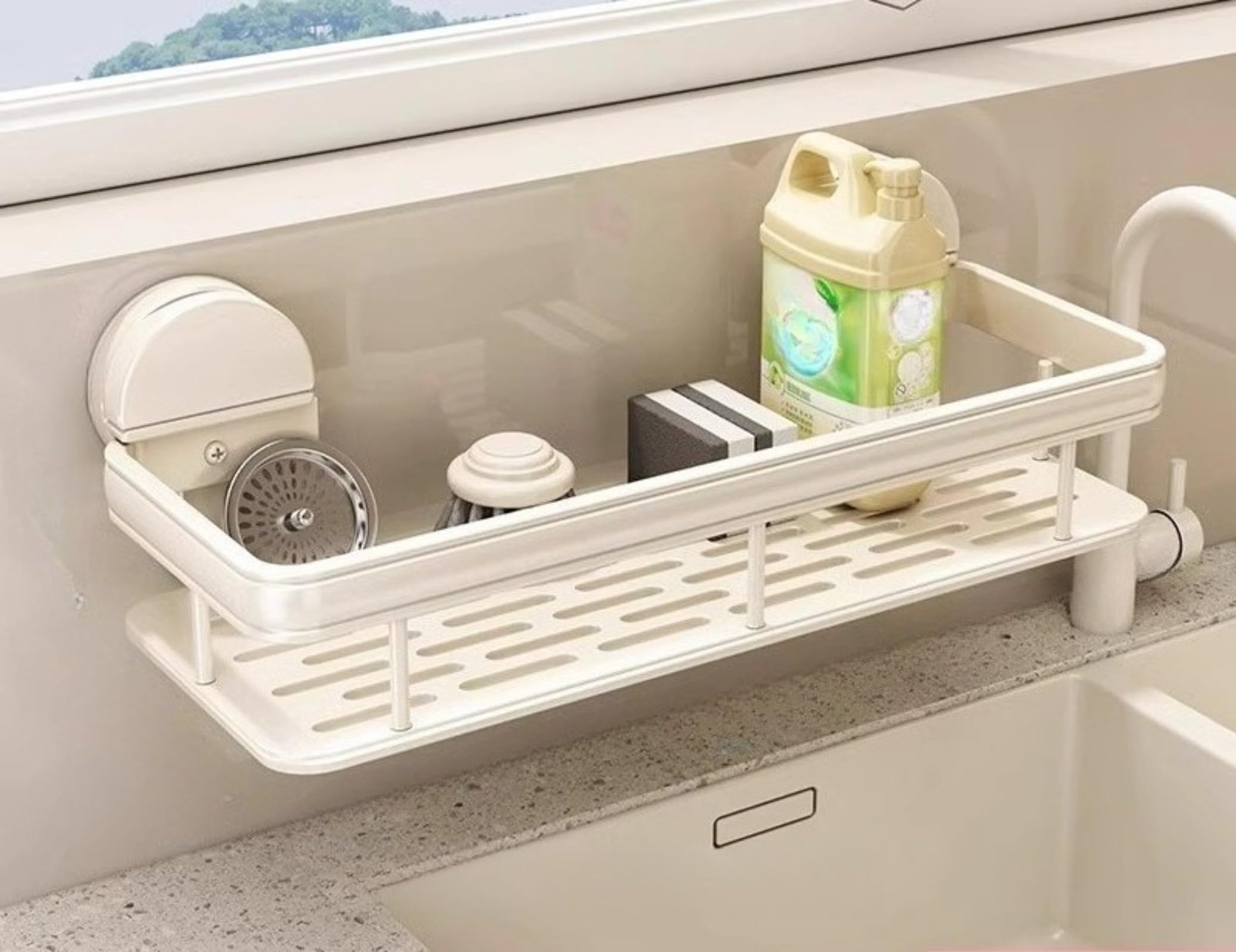 Shower Caddy with Suction Cup Removable Aluminum No Drilling Installation Suction Cup Shower Shelf Plastic Corner Rack for