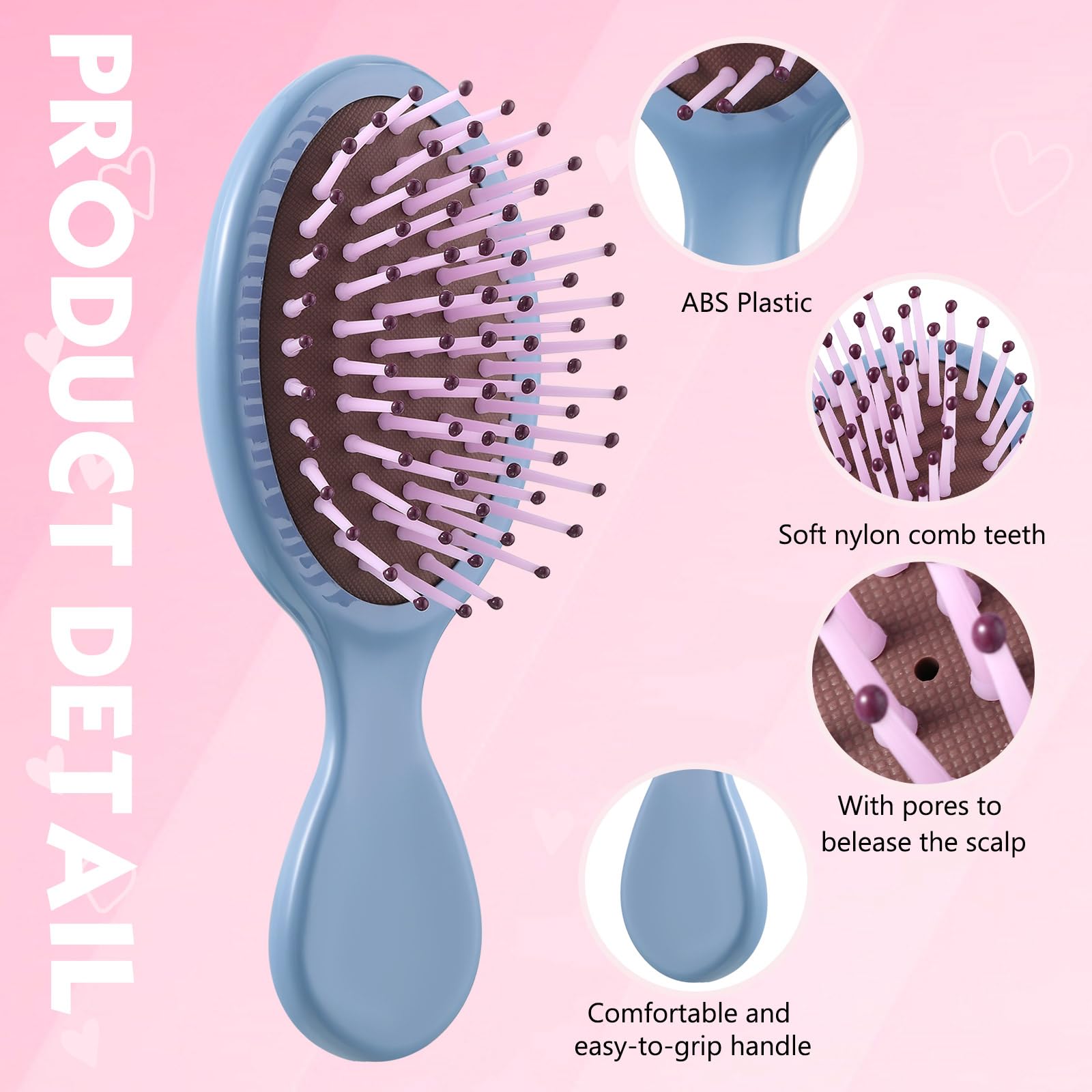 Gerrii Set di 112 mini spazzole per capelli bagnati, set di 56 spazzole districanti da viaggio con tasca piccola, 56 pettini colorati in plastica fine e larghi, spazzole districanti per bambini,