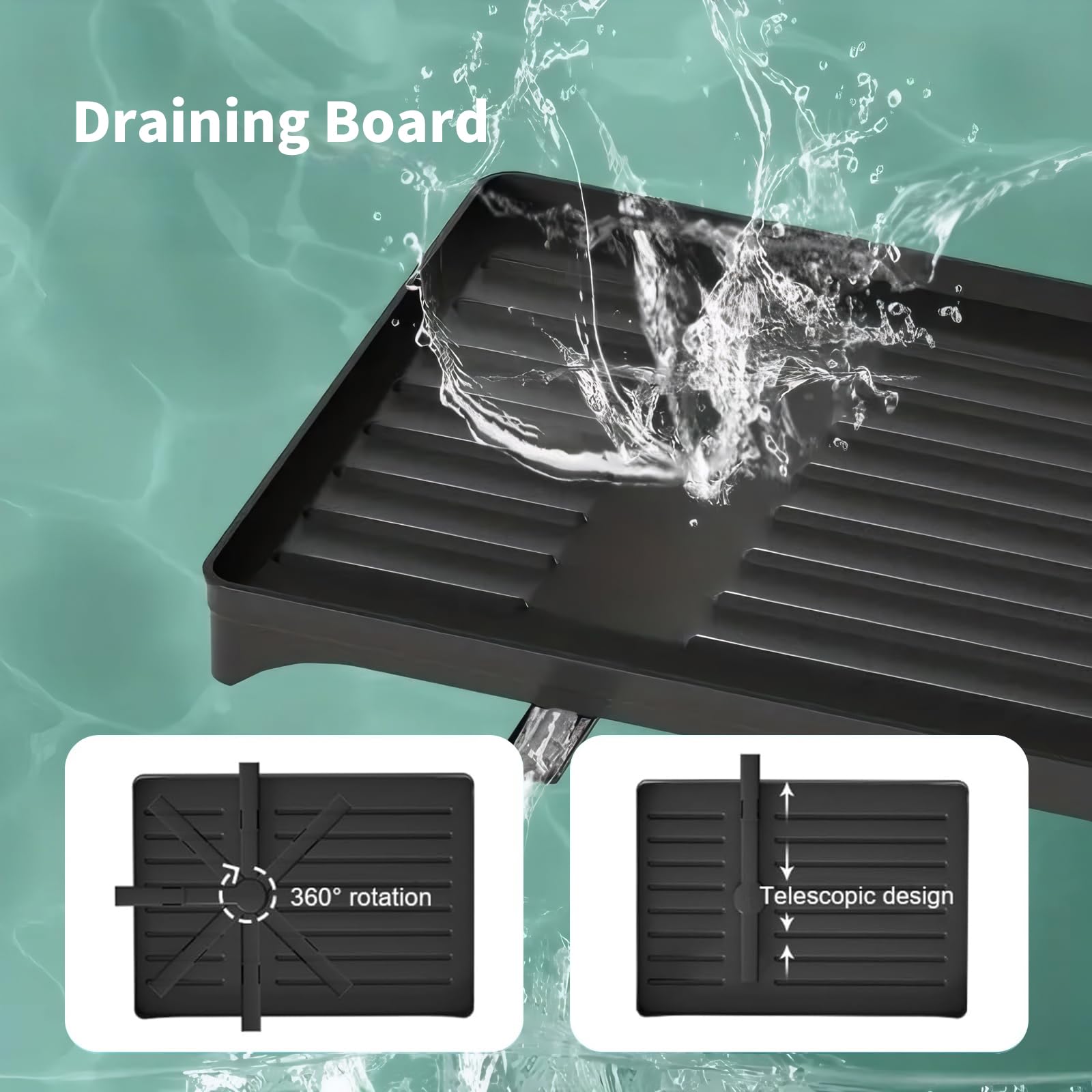 Escurridor de platos de metal resistente de 2 niveles con superficie de drenaje y soporte de silicona – Nizador de cocina para platos, tazas, botellas, utensilios – Ahorro de espacio, duradero y fácil