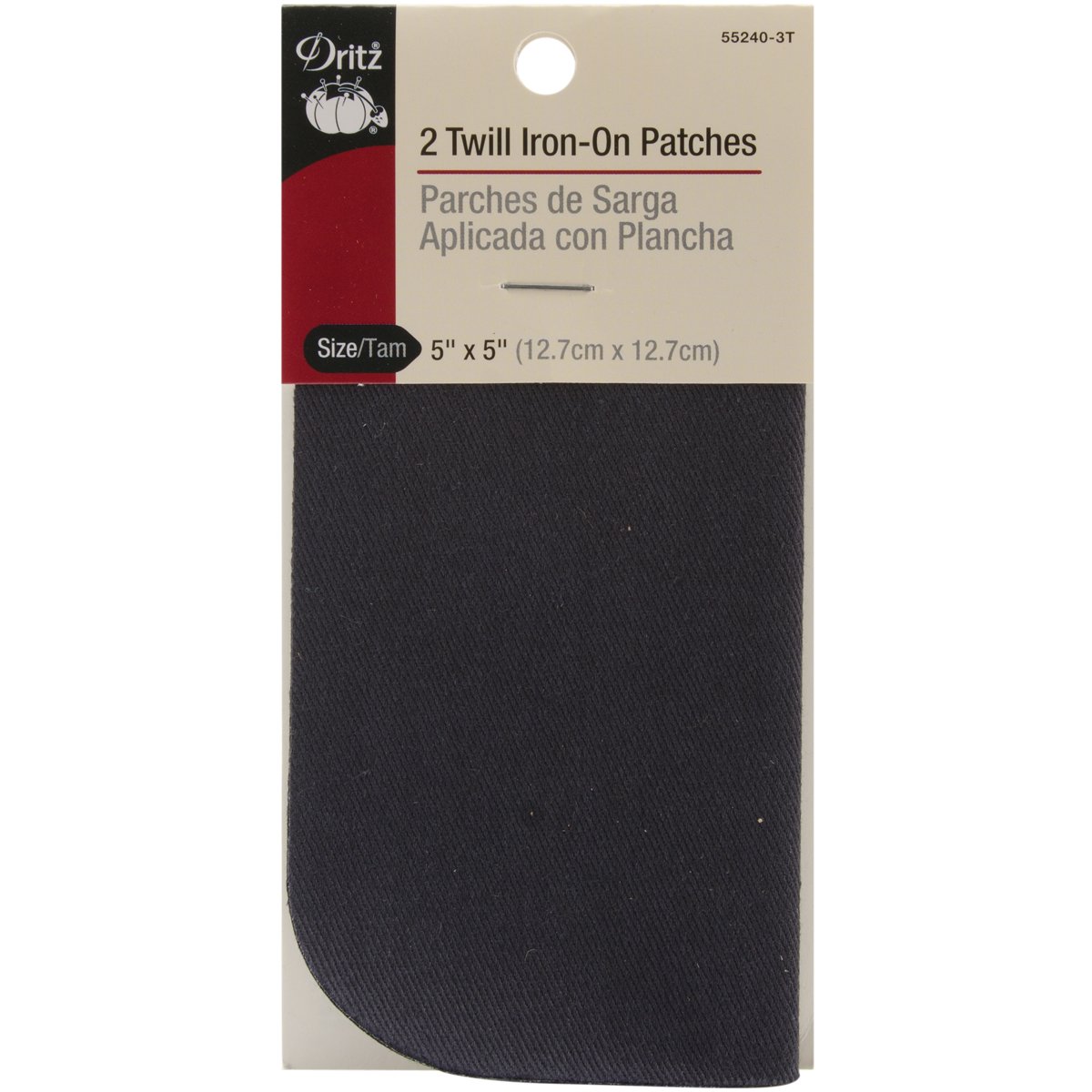 Dritz55240-3T Patches, Iron-On, Twill, Navy, 5 x 5-Inch (2-Count)