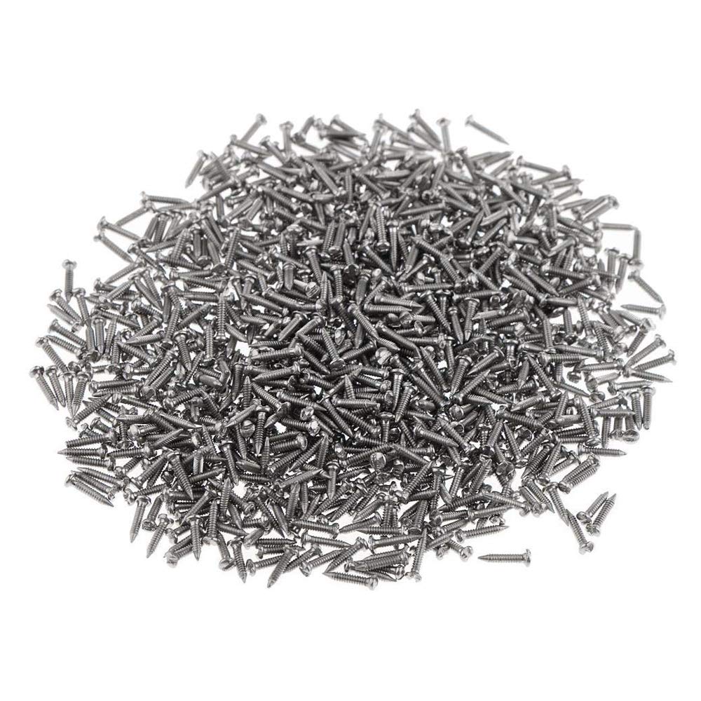 Dhoptical 1000pcs Rimless Glasses Screw (2.4x1.4x8.0 mm, Stainless Steel, Phillips Head, Flat, Fully Threaded, 1.4mm Pitch, 2.4mm Diameter, Fine