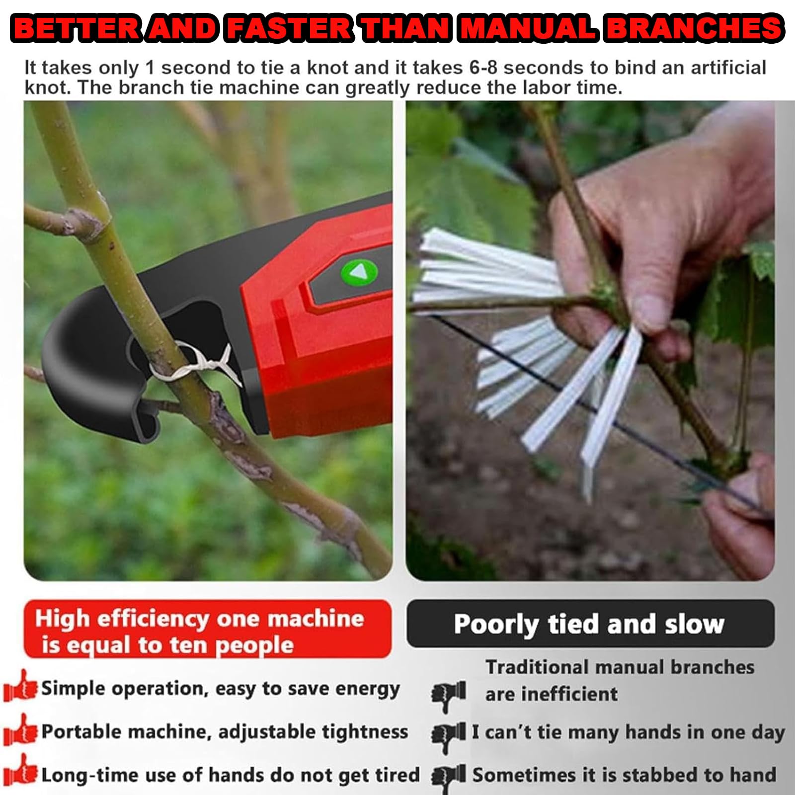 Herramienta eléctrica de cinta de viñedo, máquina de atar plantas, ajuste de 4 engranajes, herramienta de atado de jardín para tomates, pepinos, frutas, verduras, herramientas de injerto