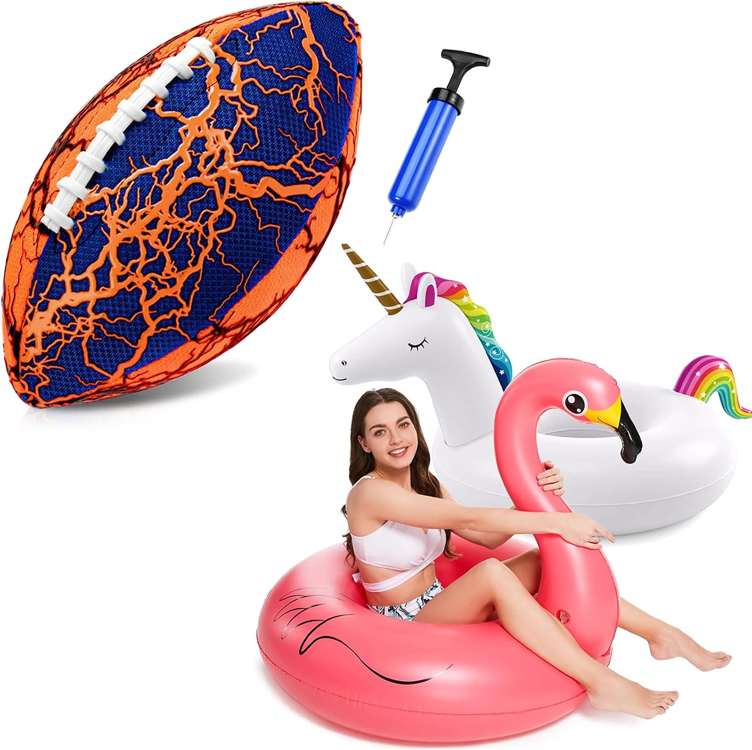 Jasonwell Pool Beach Water Football - Waterproof Football Strong Grip Inflatable Unicorn Flamingo Pool Floats