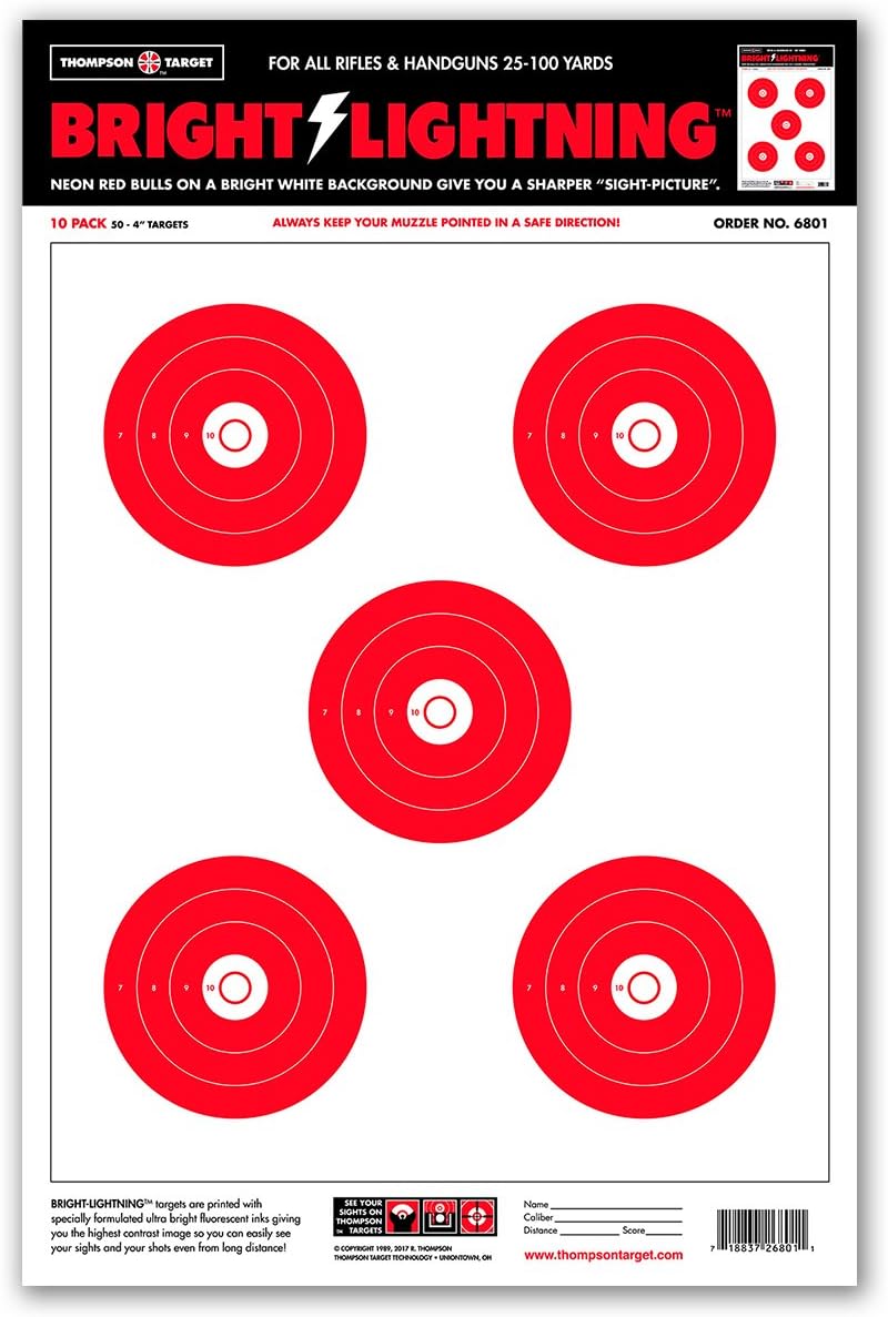 Bright Lightning - Paper Gun Range Shooting Targets 12.5"x19"