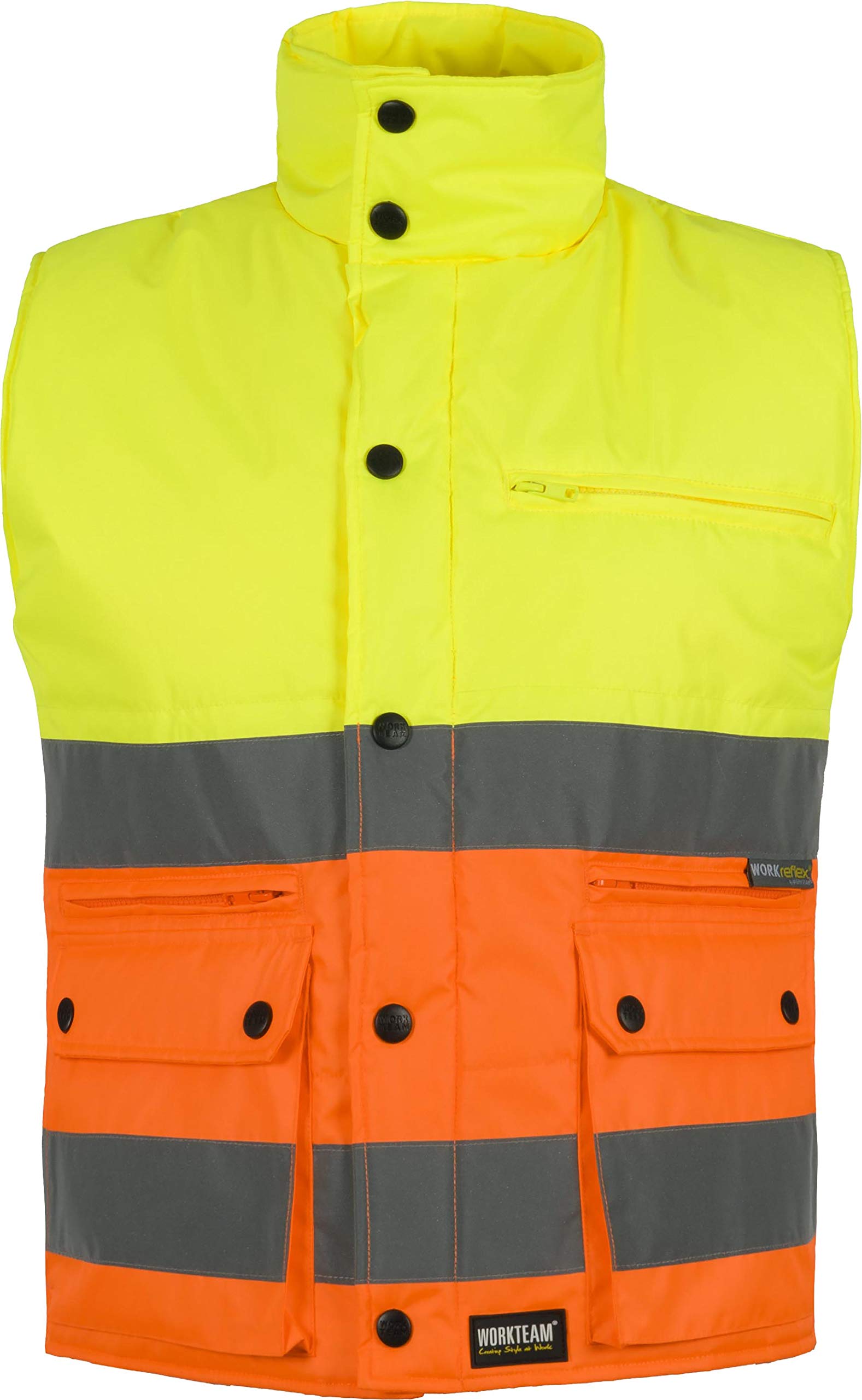 Work Team Chaleco Acolchado Alta Visibilidad Bicolor con Dos Cintas Reflectantes. Hombre