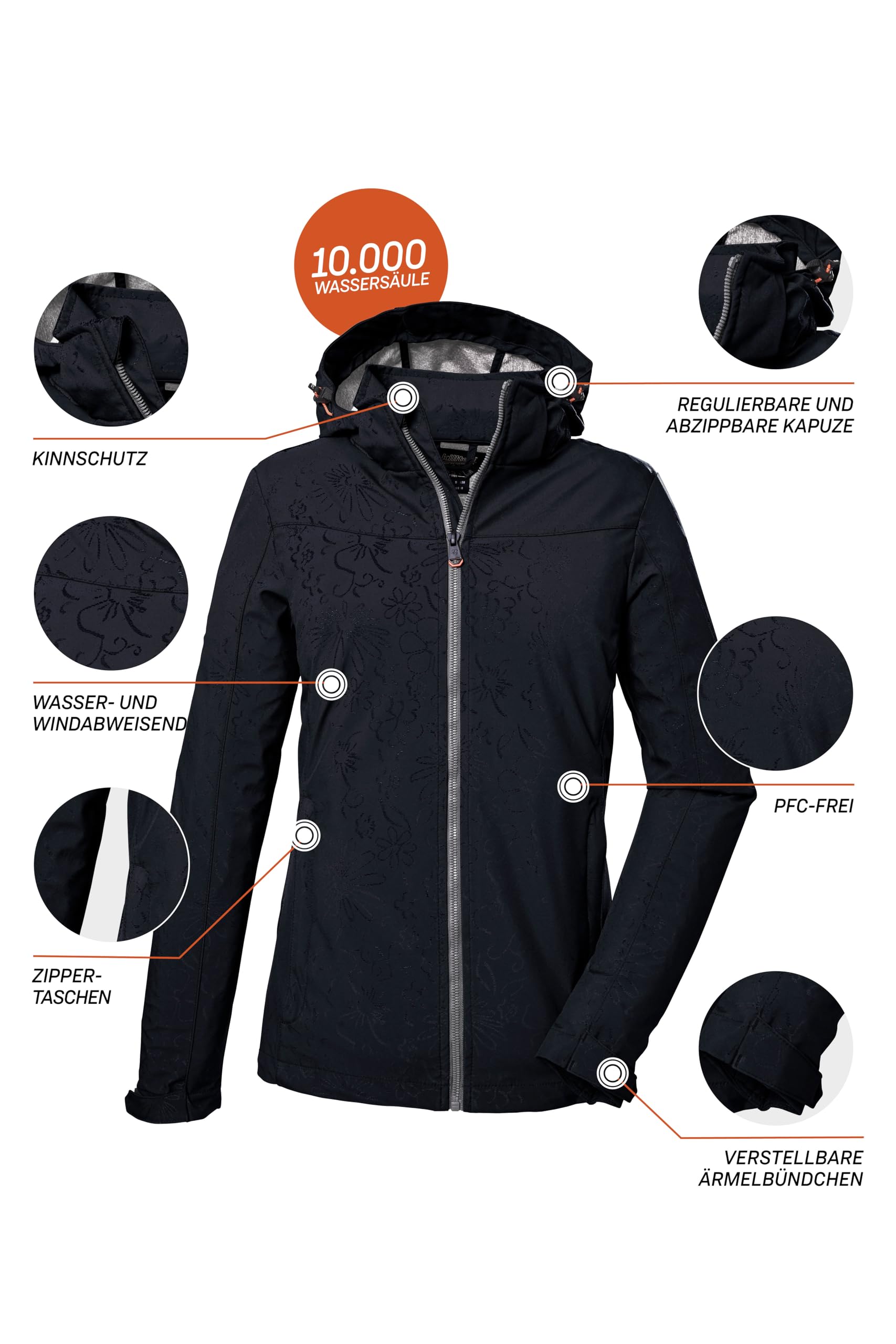 Killtec Damen Kos 40 Wmn Sftshll Jckt Softshelljacke/Outdoorjacke mit abzippbarer Kapuze