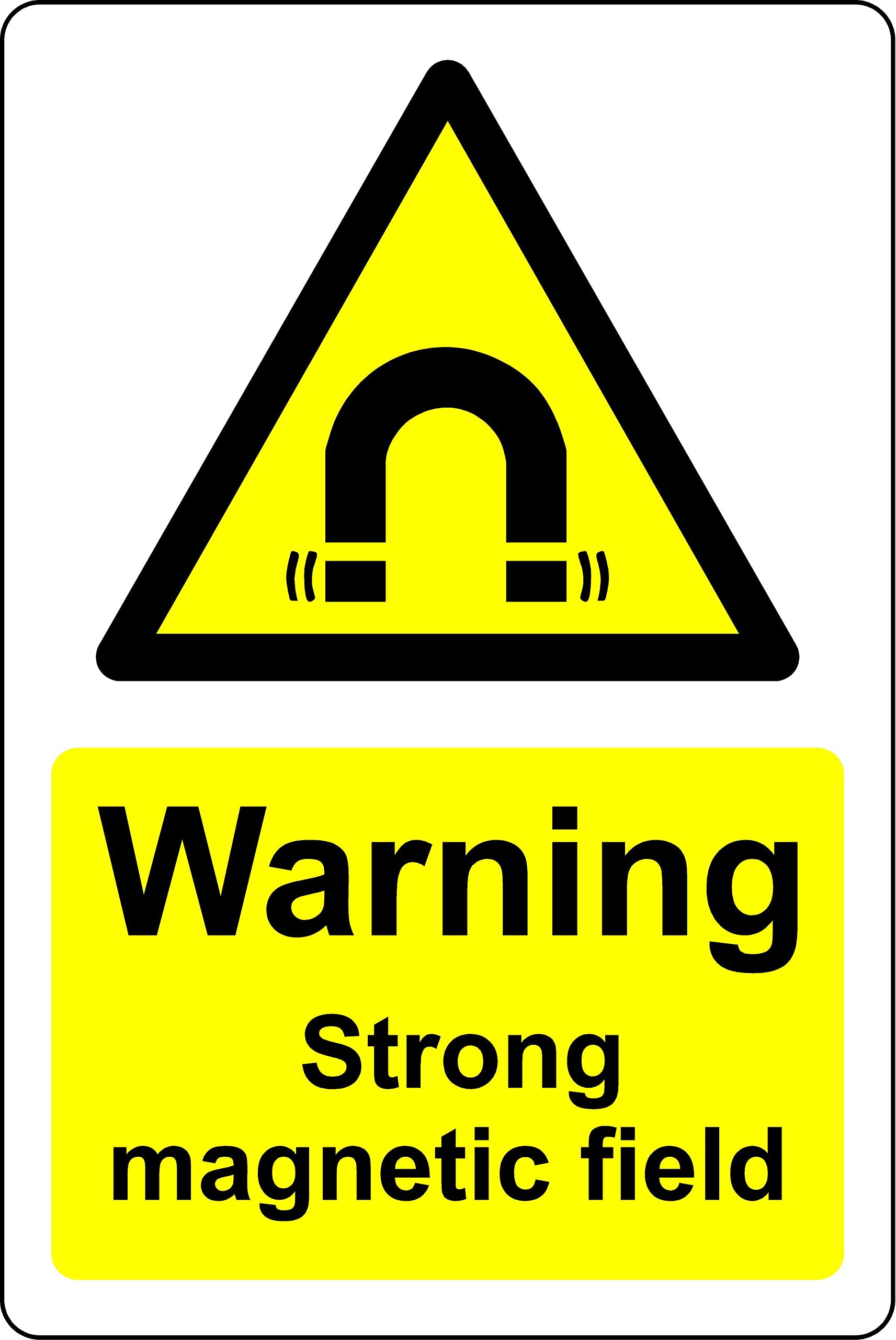 Warning strong magnetic field Safety sign - 1mm Plastic sign (300mm x 200mm)
