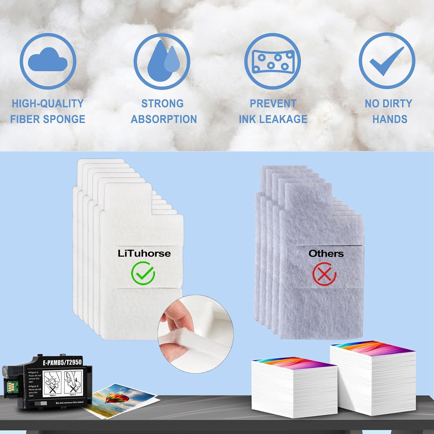 WF-100 Maintenance Box, T2950 Maintenance Box Waste Ink Tank Replacement for WF-100 WF-110 EC-C110 Wireless Mobile Printer T295000/PXMB5 (2-Pack) image 4