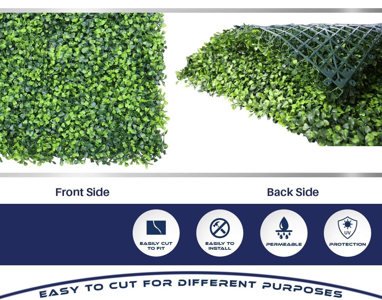 De Gardenia 6 Pieces 24"x 16" Artificial Boxwood Panel, Grass Wall Panel, Boxwood Hedge Wall Panels Suitable for Artificial Green Wall Decor, Fence Garden Wedding Backyard Decor - Image 2 thumbnail