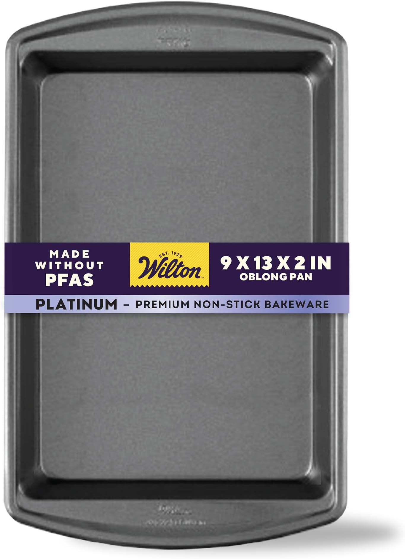 Platinum Non-Stick Oblong Baking Pan - All-Purpose Pan for Baking, Roasting & Cooking - Non-Stick Steel - Dishwasher Safe - Features Extended Grip Handles - Made Without PFAS - 13 x 9 x 2 Inch