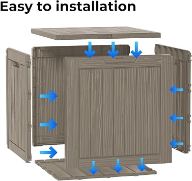 30 Gallon Resin Deck Box, Waterproof Outdoor Storage Bin for Patio, Poolside, and Garden, Lockable & UV-Resistant, Ideal for Small Spaces, Grey