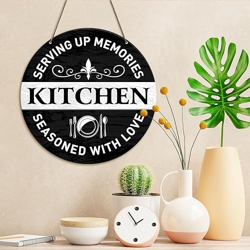 Miniatura 4 de Letrero de decoración de cocina en blanco y negro, decoración de pared del hogar para cocina, comedor, decoración rústica de cocina de campo,