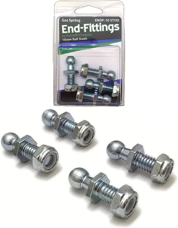 Prisioneiro esférico de 10 mm Hatchlift Products para mola a gás com porcas Nyloc – Kit com 4 unidades
