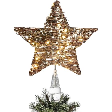 Amazon.de: Lewondr Led Stern Christbaumspitze, 25.4cm Glitzernder 