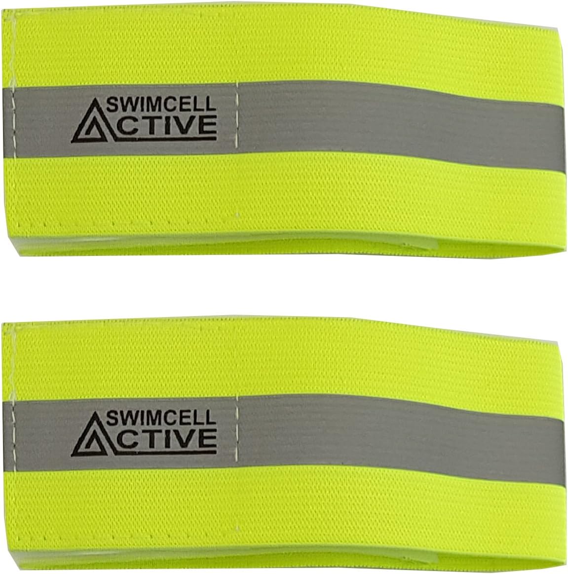 SwimCell High Visibility Reflective Armbands - Reflective Running Gear - Elasticated Hi Vis Bands - Walking Reflective Straps - Hi Vis Running bands - Neon Yellow
