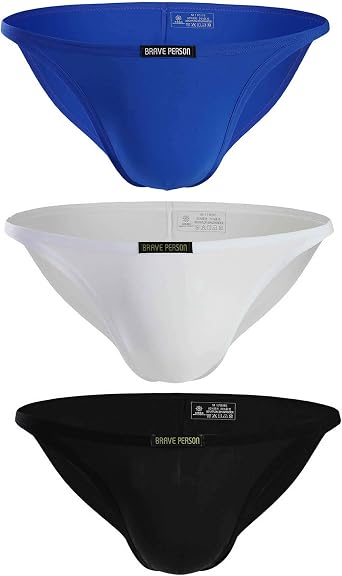 BRAVE PERSON Low Waist Bikini Swimwear Mens Comfortable Fashion Underwear Briefs B1133 L, Blue & White & Black