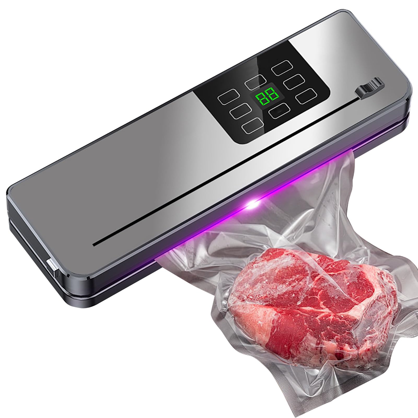 Selladora al Vacío Automática Avanzada con Función de Corte, Sistema De Conservación De Alimentos, Prolonga La Vida Útil de La Carne y Las Verduras, Diseño Compacto(A)