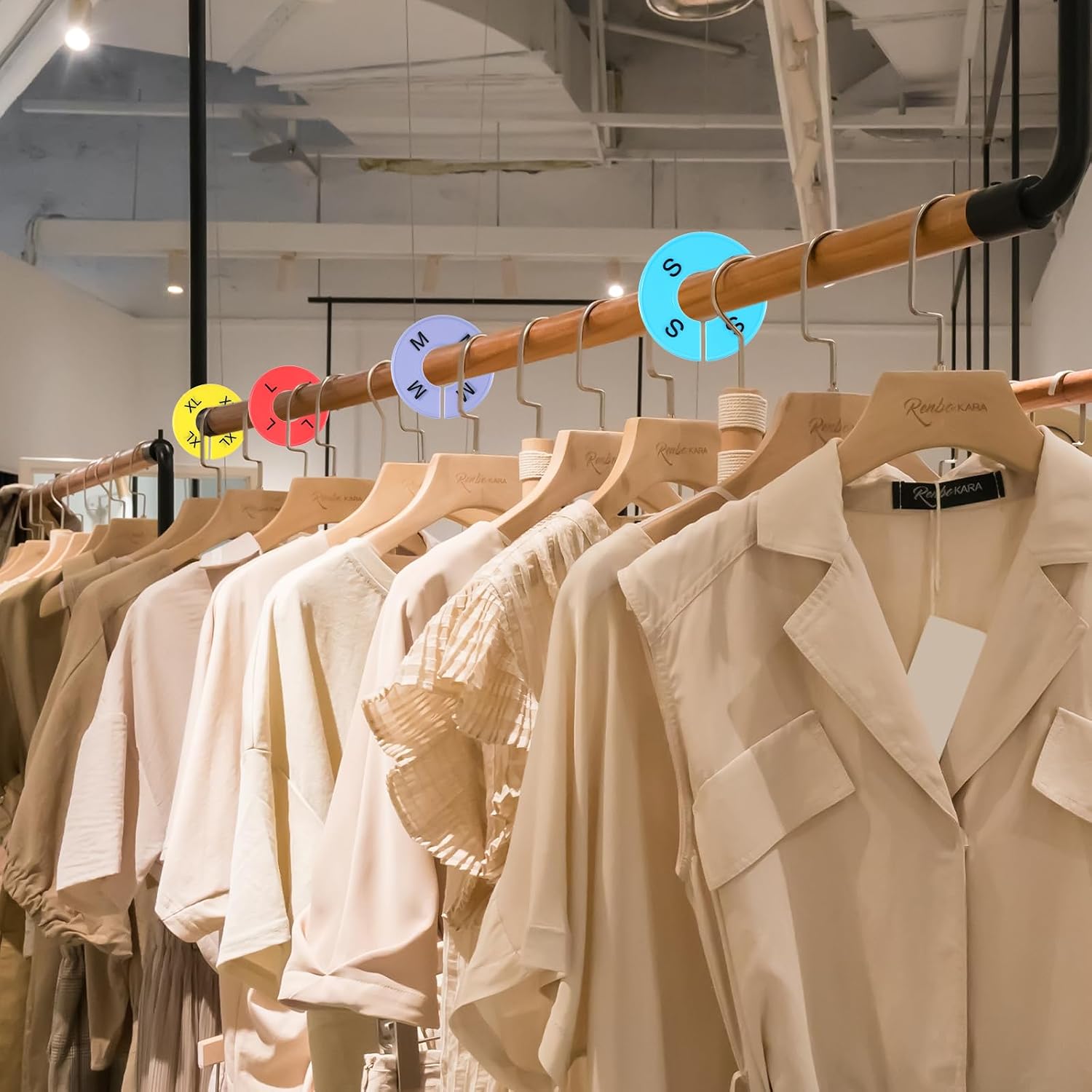 8 PCS Clothing Size Dividers, Closet Dividers for Hanging Clothes, Color Plastic Clothing Rack Size Divider Round Colorful Plastic Hanger Tags Reusable Clothes Divider for Racks in 8 Sizes 2XS - 3XL