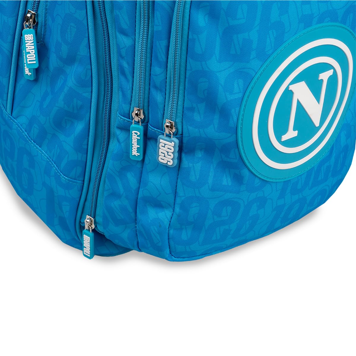 Colourbook Zaino Trolley Scuola Napoli Ufficiale 4 in 1 Con Pallone (Azzurro)