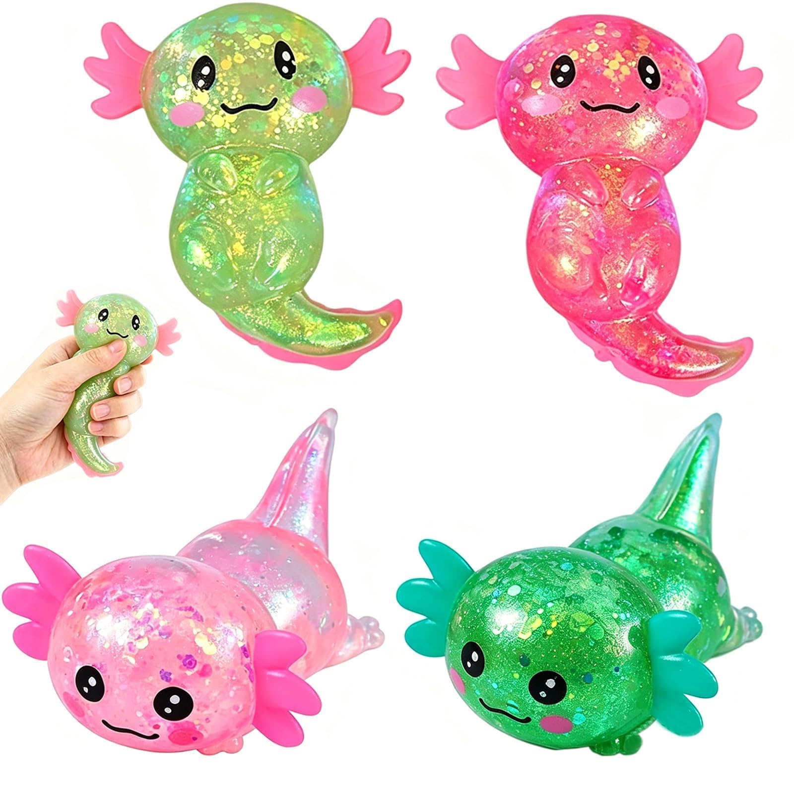 4 Pcs Axolotl Squishy Fidget Toys for Desk, Cute Slow Rising Squishy Fidget Toys for Stress Relief, Birthday Presents or Sensory Play Items Sugar Filled Squishies