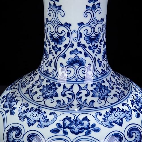 Miniatura 4 de Jarrón decorativo de porcelana china Jingdezhen Jarrón decorativo de porcelana azul y blanca, simple retro para el hogar, florero con base de