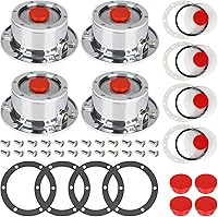 CheeMuii 4-Pack 343-4009 Aluminum Trailer Hub Caps with Oil Window Kit & Extra Plugs - Stemco 343-4009 Replacement