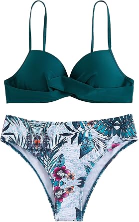 Amazon.com: SheIn Conjunto de bikini de 2 piezas para mujer, con estampado  floral : Ropa, Zapatos y Joyería