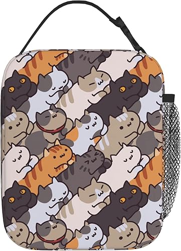 Miniatura 3 de Bolsa de almuerzo para gatos, reutilizable, aislada, de gran capacidad, para niños, mujeres, hombres, bolsa refrigeradora, duradera con cremallera