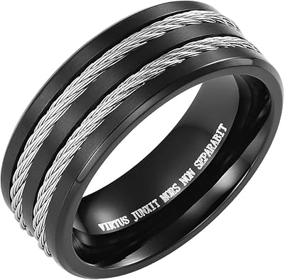 MasonicMan New Mens Black Titanium Masonic Ring Latin Engraving Inside