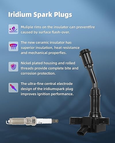 Vista 2242 de ECCPP DG500 6 bobinas de encendido con 6 bujías de iridio 3951 para Ford para Mazda para Mercury 500 Freestyle para Mariner Taurus Escape Tribute
