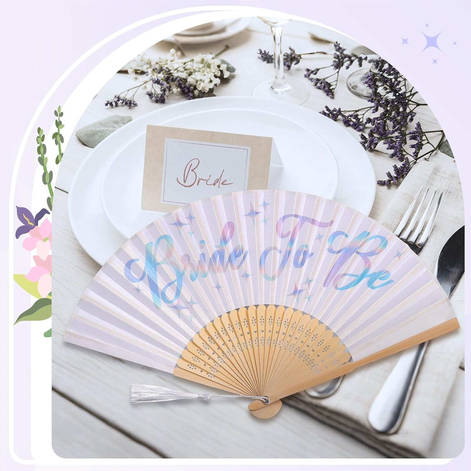 Colingmill Wooden Bride to Be Hand Fan Bridal Folding Fan Gifts with Tassels for Bride Beach Gifts Summer Bridal Accessories Bachelorette Wedding Party Decorations Bridesmaid Favors(Fashion)
