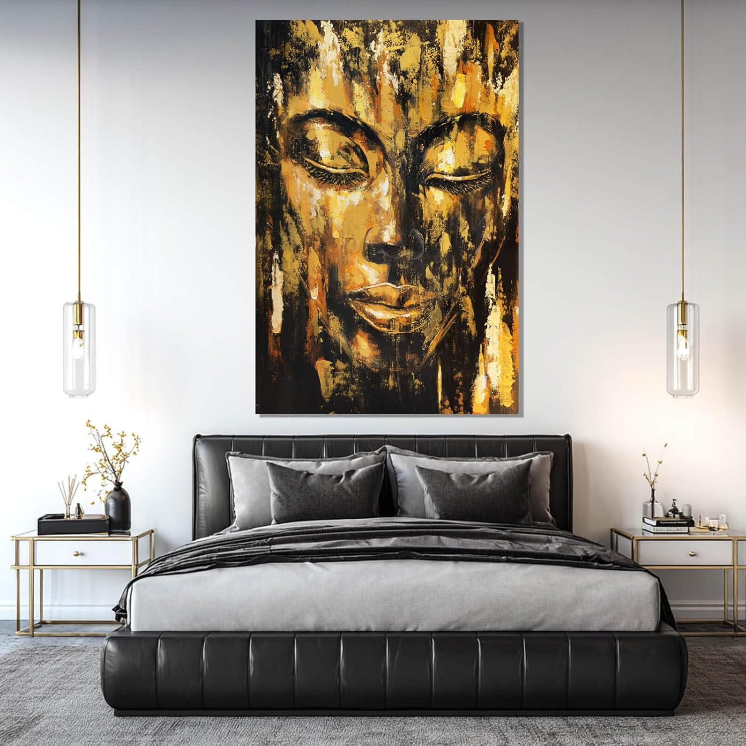 ZENPEE Black Large Wall Art, Gold Abstract Wall Art, Home Decorations for Living Room, Wall Decor for Bedroom Aesthetic, for Office, 32" x 48"