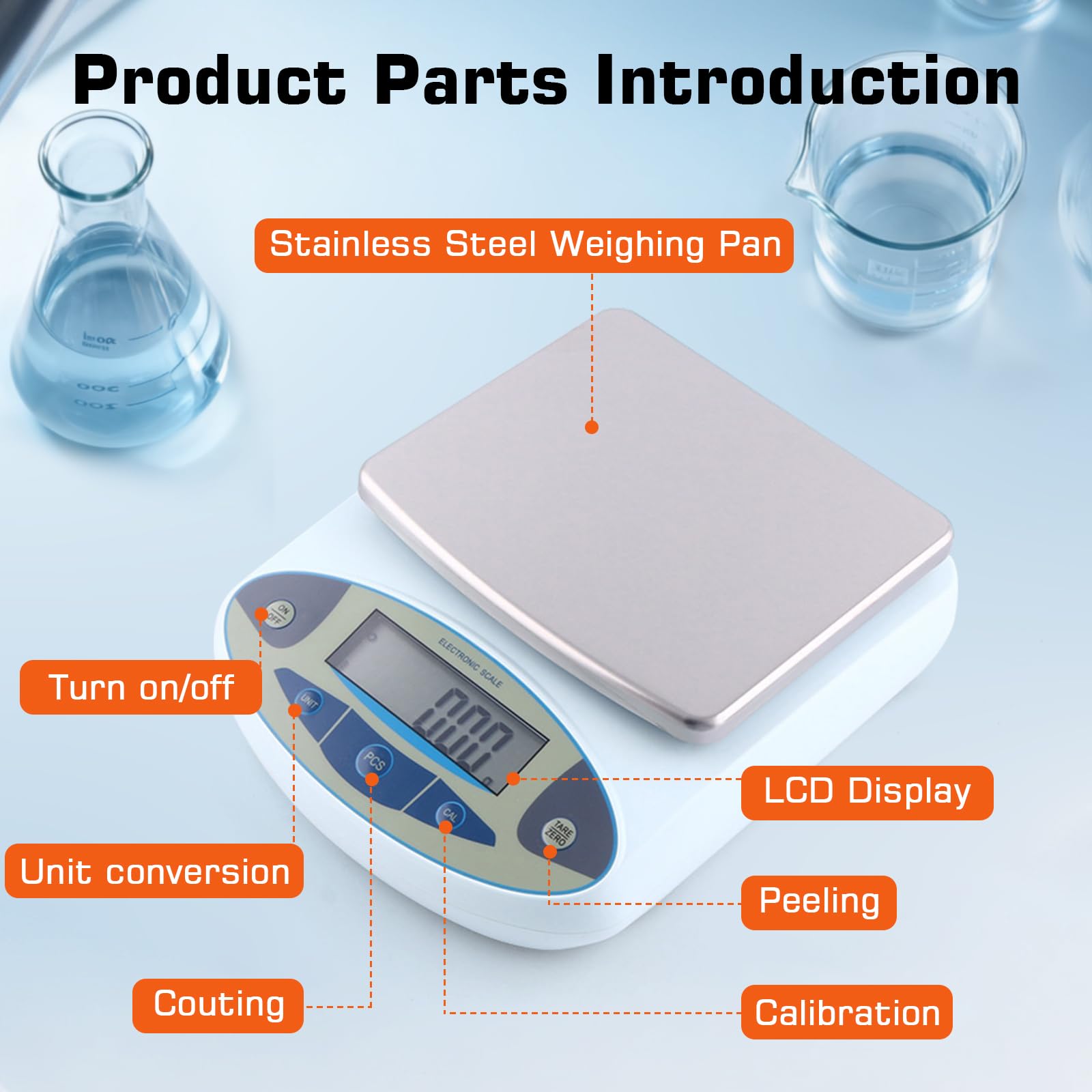 Balanza Precision,5000g x 0.01g Balanza de laboratorio,Digital Electrónica de Alta Precisión,Báscula Analític,Balanza de Joyería,Balanza Científica