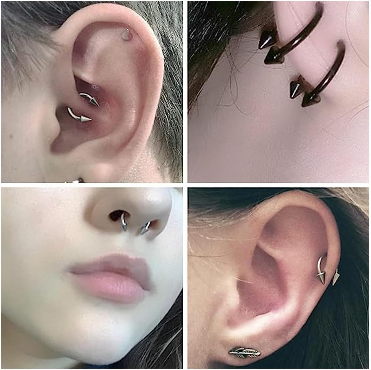 Horseshoe Nose Rings Surgical Steel 16G Nose Hoop Tragus Cartiage Earring Septum Jewelry Lip Rings Rook Conch Piercing Jewelry 6Mm 8Mm 10Mm 12Mm Silver Nose Piercing Hoops - Image 3
