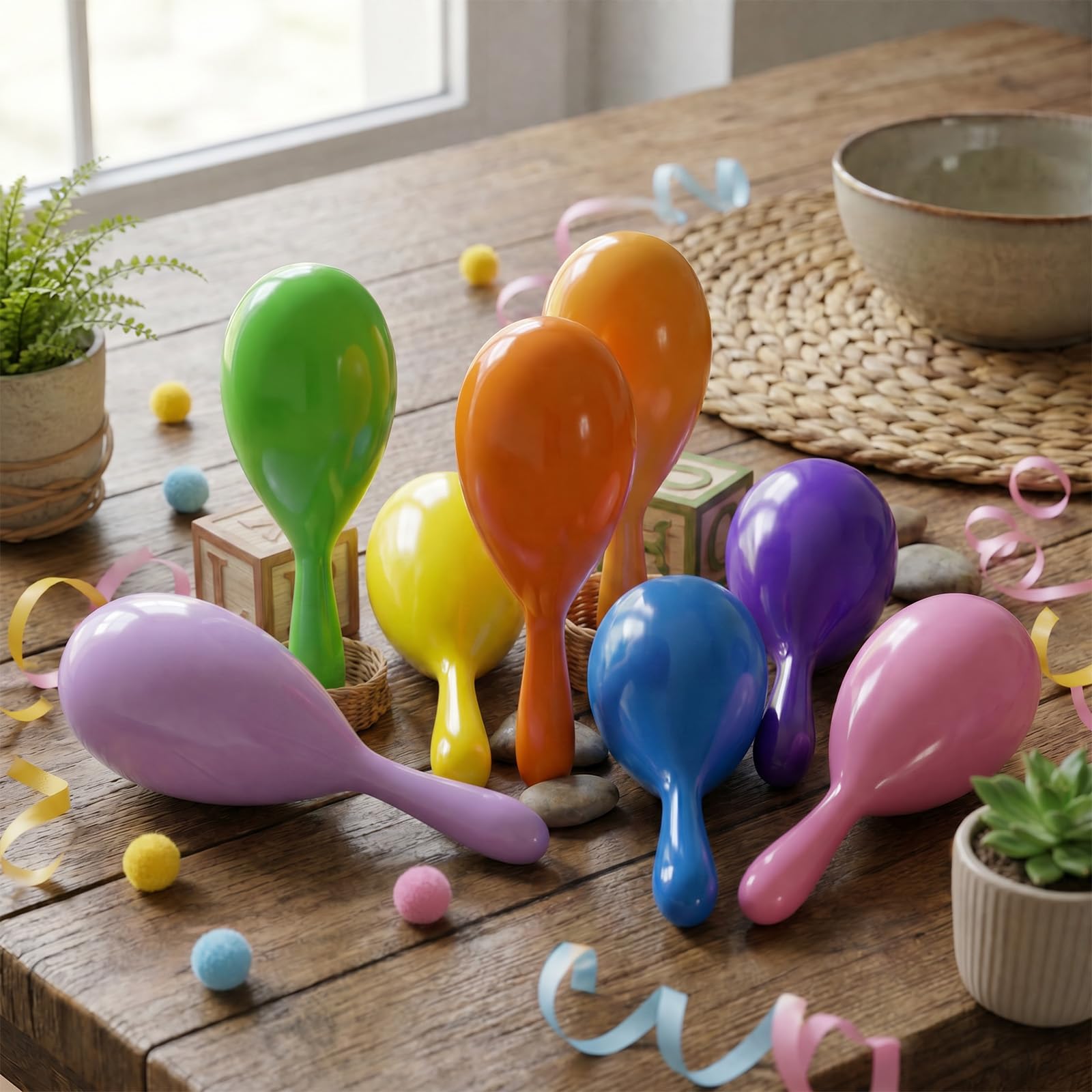Lot de 300 mini maracas en plastique de 10,2 cm - Instruments de musique néon - Pour fête d'anniversaire, salle de classe, fête mexicaine, Cinco de Mayo
