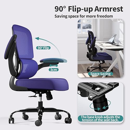 Miniatura 47 de Silla de oficina – Silla de escritorio ergonómica con soporte lumbar ajustable, silla de computadora de malla, silla ejecutiva para oficina en casa