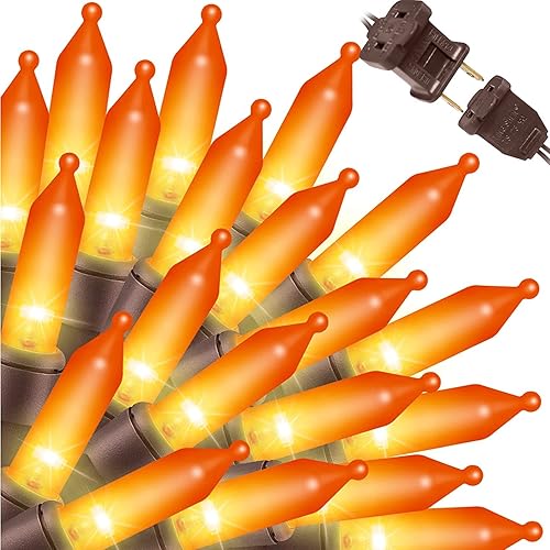 LAMPHOME Luces de Navidad naranjas extensibles superbrillantes, 300 luces de 63.8 pies (2 paquetes de 150 litros), juego de mini bombillas con