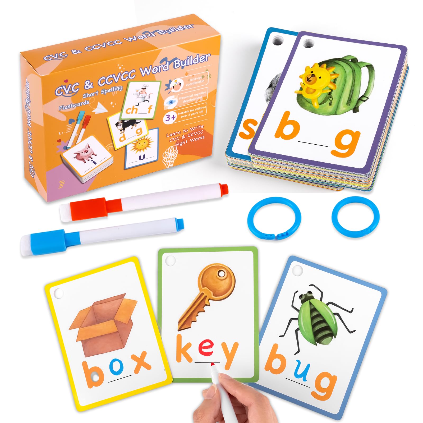 Buy Alened Phonics Words Flash Cards Kindergarten, CVC Word Games Short