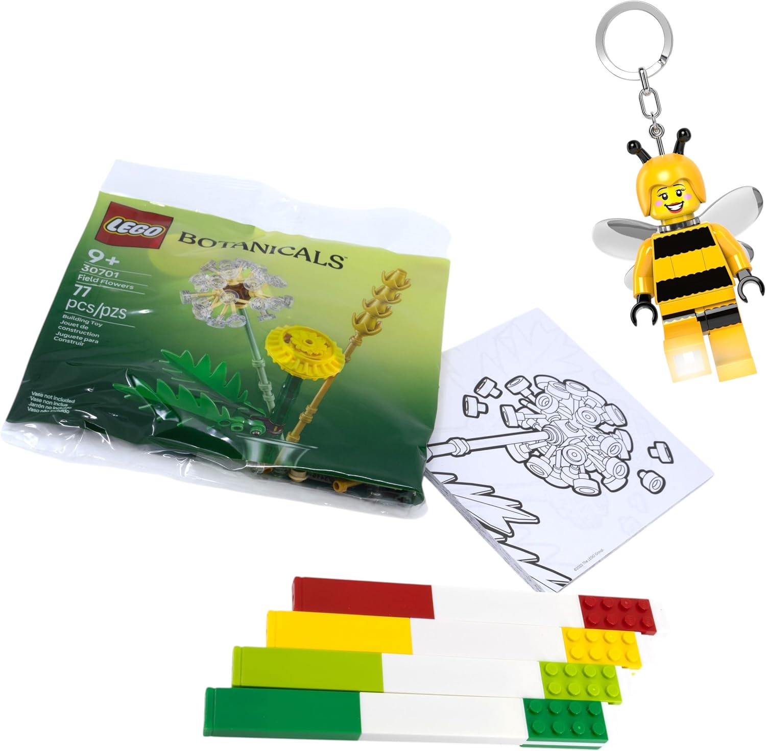 LEGO Bumblebee Girl Keychain Light & Project Bloom Stationery Creativity Set Bundle