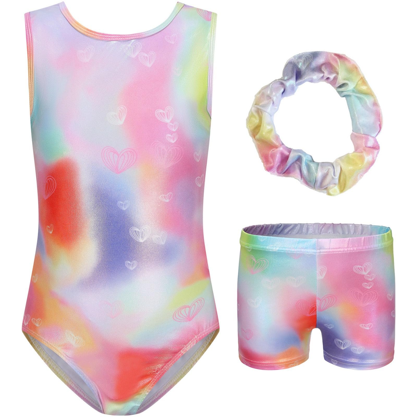 Hovershoes Girls Gymnastics Leotards with Shorts Set, Long Sleeve/Sleeveless Kids Gymnastics Athletic Outfit Sparkling Leotard Dance Ballet Unitards Dancewear for 5-12 Years